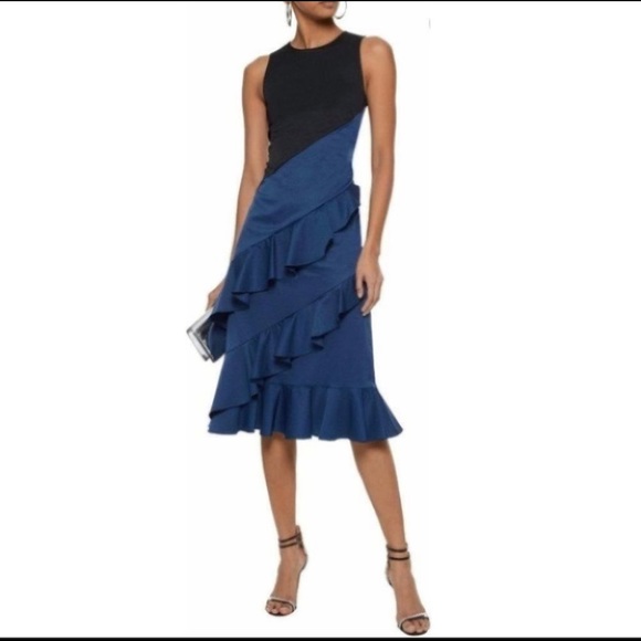 Sachin + Babi Color-block Tiered Ruffle Midi Gown - Picture 1 of 6